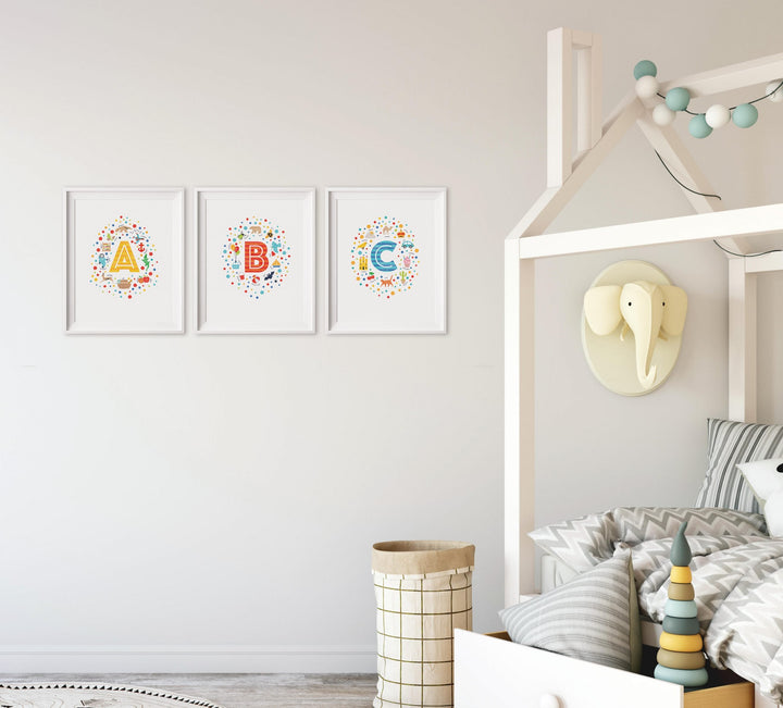 Nursery Decor Letter Prints - ABC - PaperPaintPixels