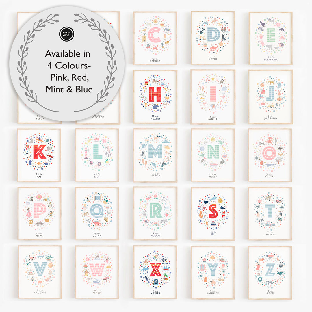 Girls Initial Letter V Print - PaperPaintPixels