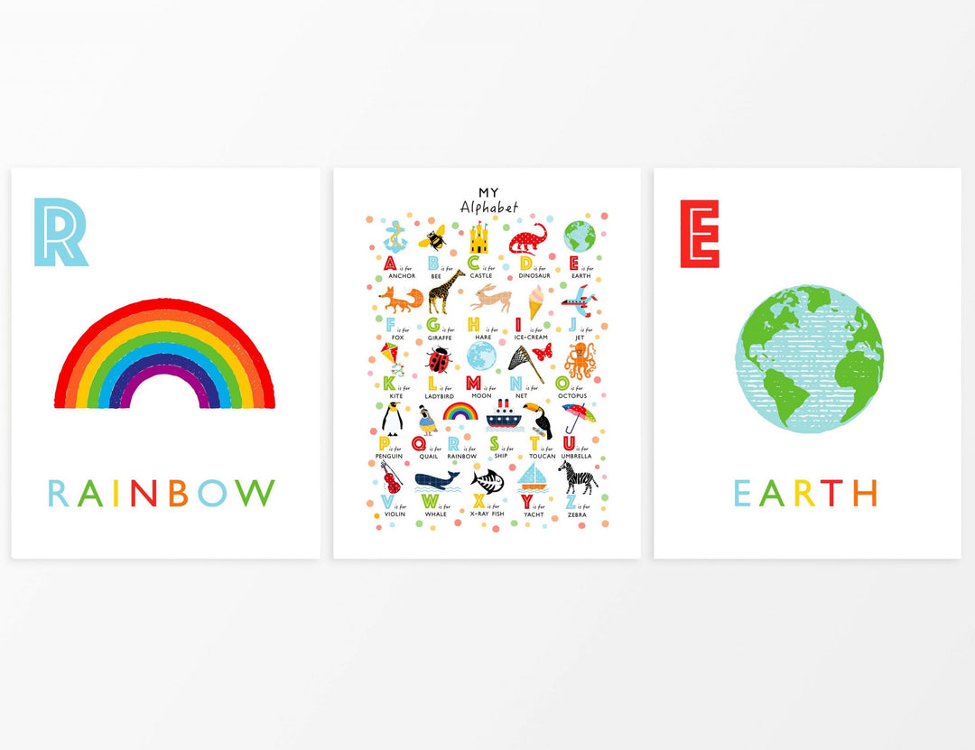 Bright Alphabet Nursery Decor - PaperPaintPixels