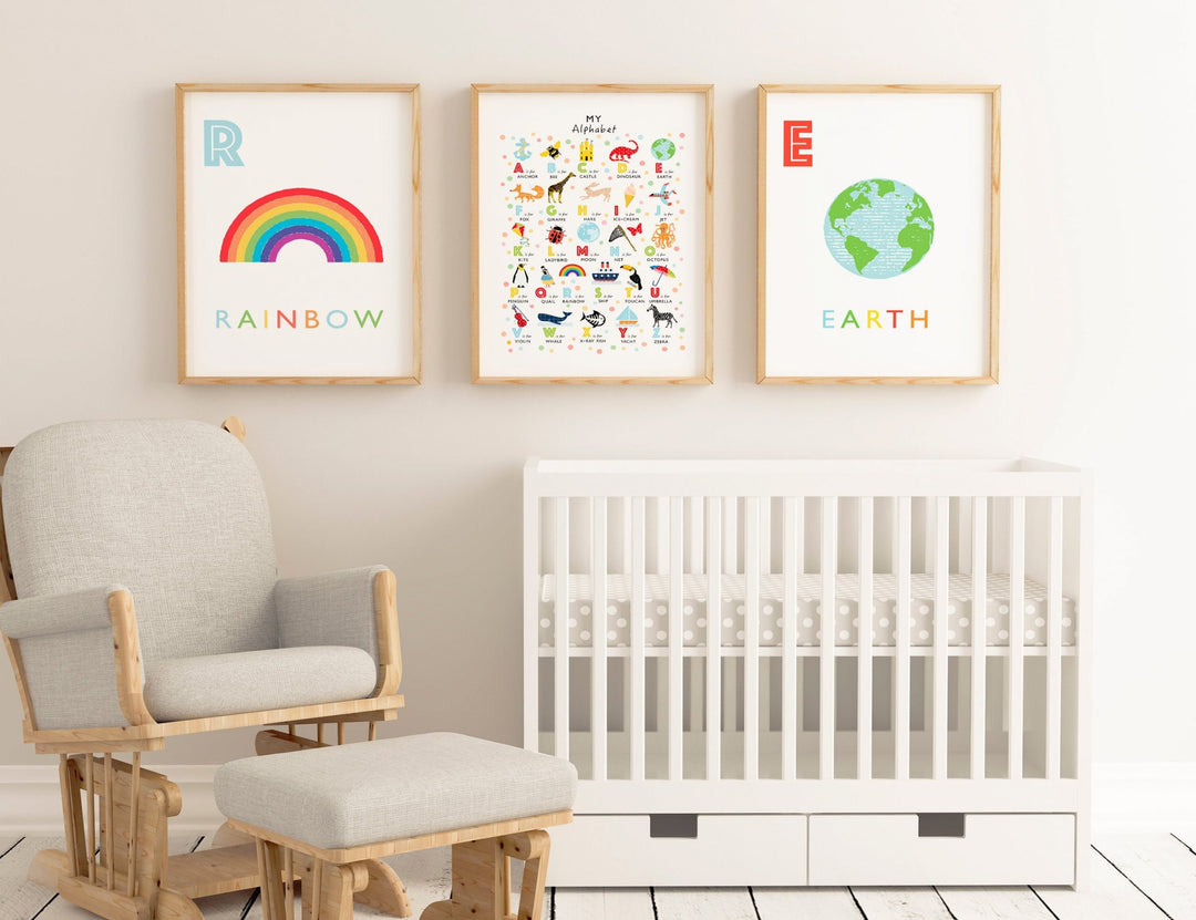 Bright Alphabet Nursery Decor - PaperPaintPixels