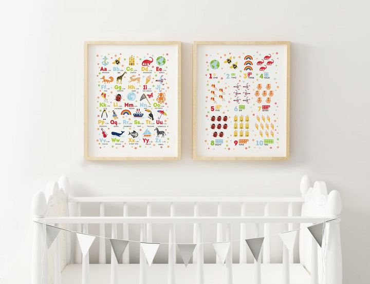 Bright Alphabet Print and Numbers Print Set - PaperPaintPixels