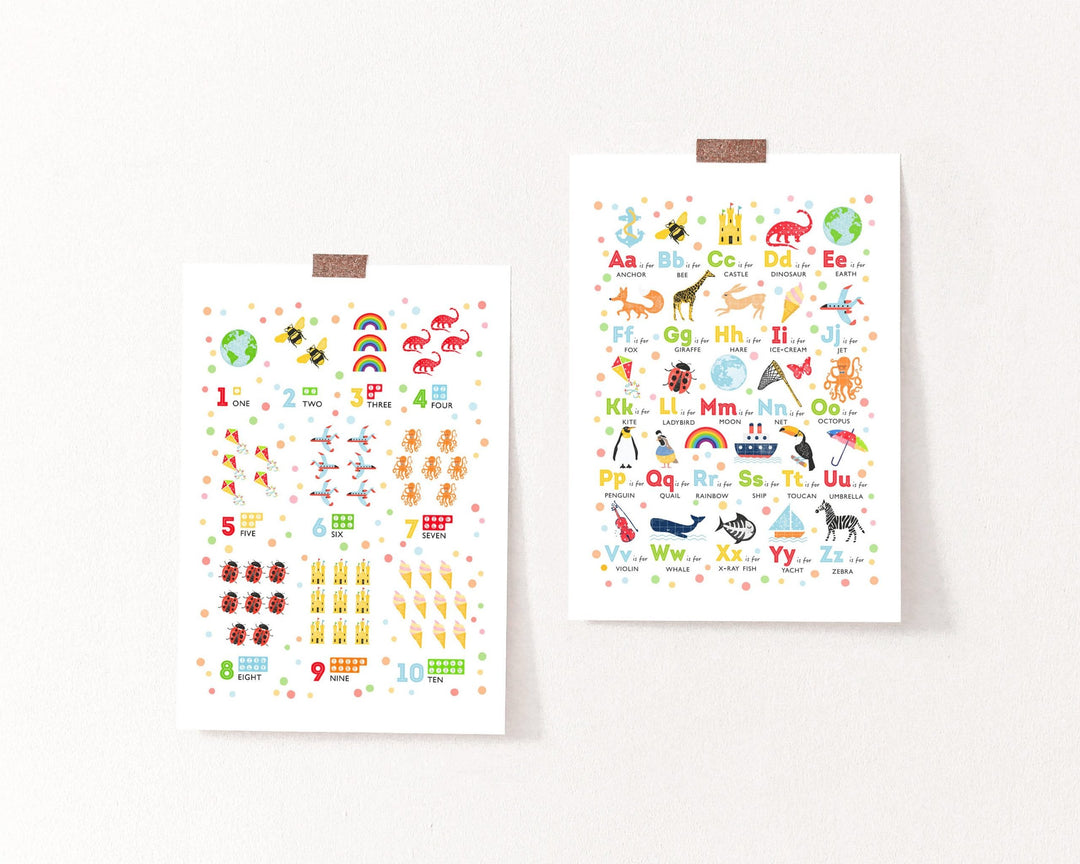 Bright Alphabet Print and Numbers Print Set - PaperPaintPixels