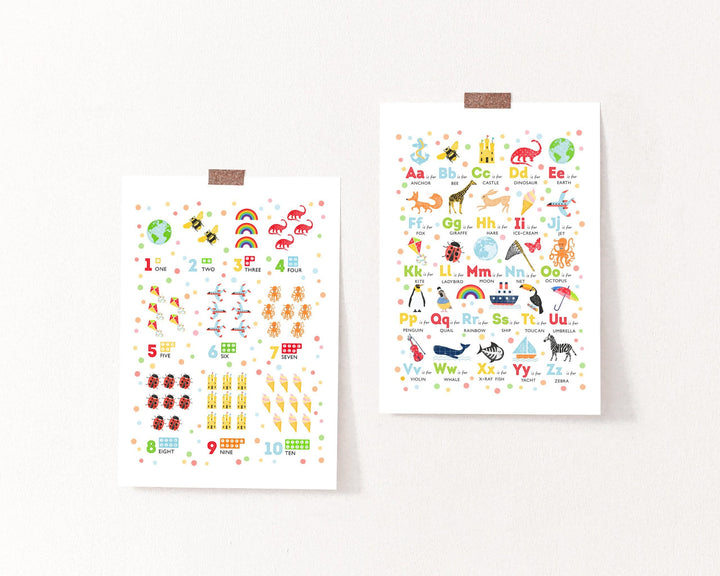 Bright Alphabet Print and Numbers Print Set - PaperPaintPixels