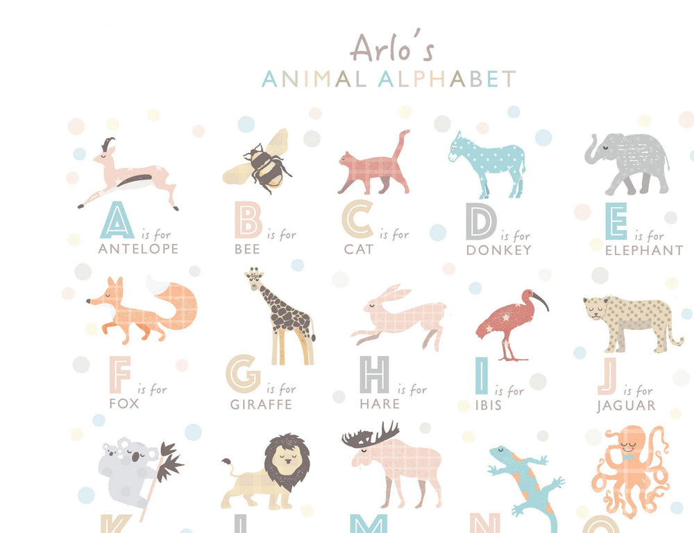 Animal Alphabet and Numbers Nursery Prints Set - PaperPaintPixels