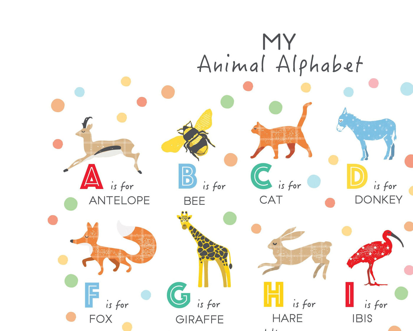 Animal Alphabet Print - PaperPaintPixels