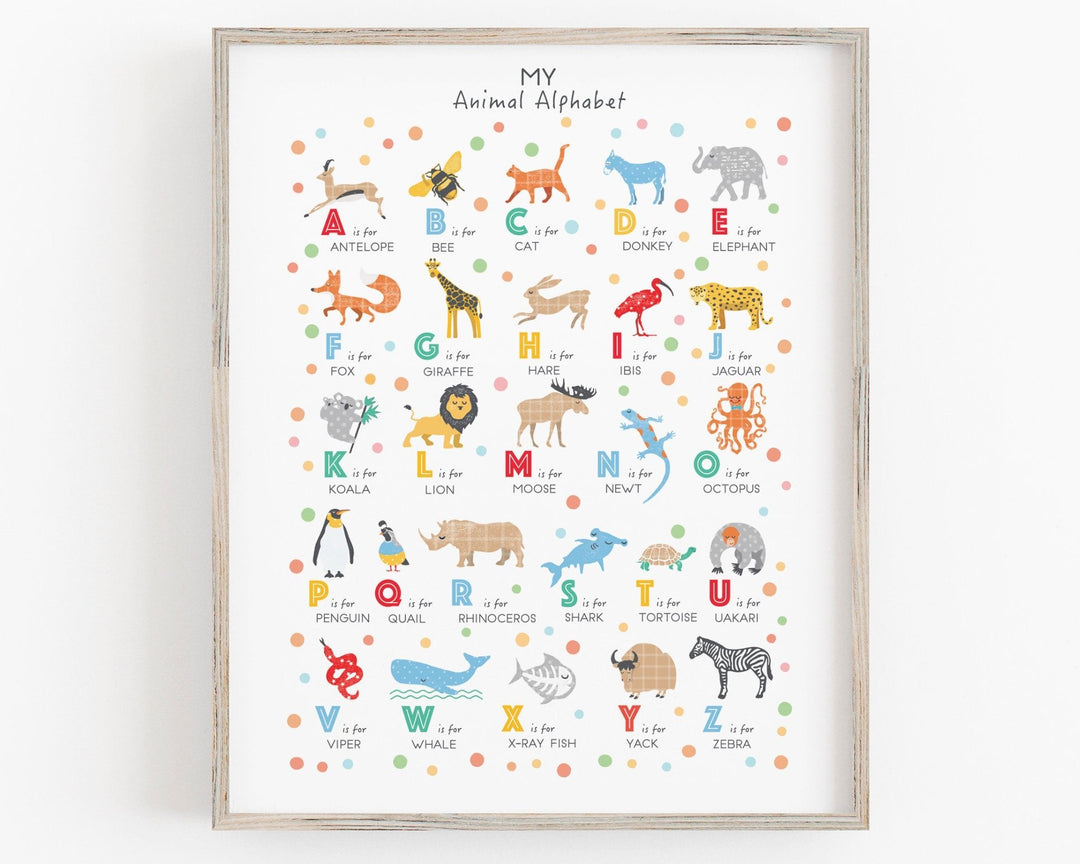 Animal Alphabet Print - PaperPaintPixels