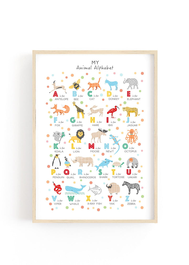 Animal Alphabet Print - PaperPaintPixels