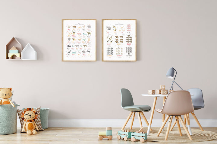 Peach Animal Alphabet Print Set of Two Prints - PaperPaintPixels