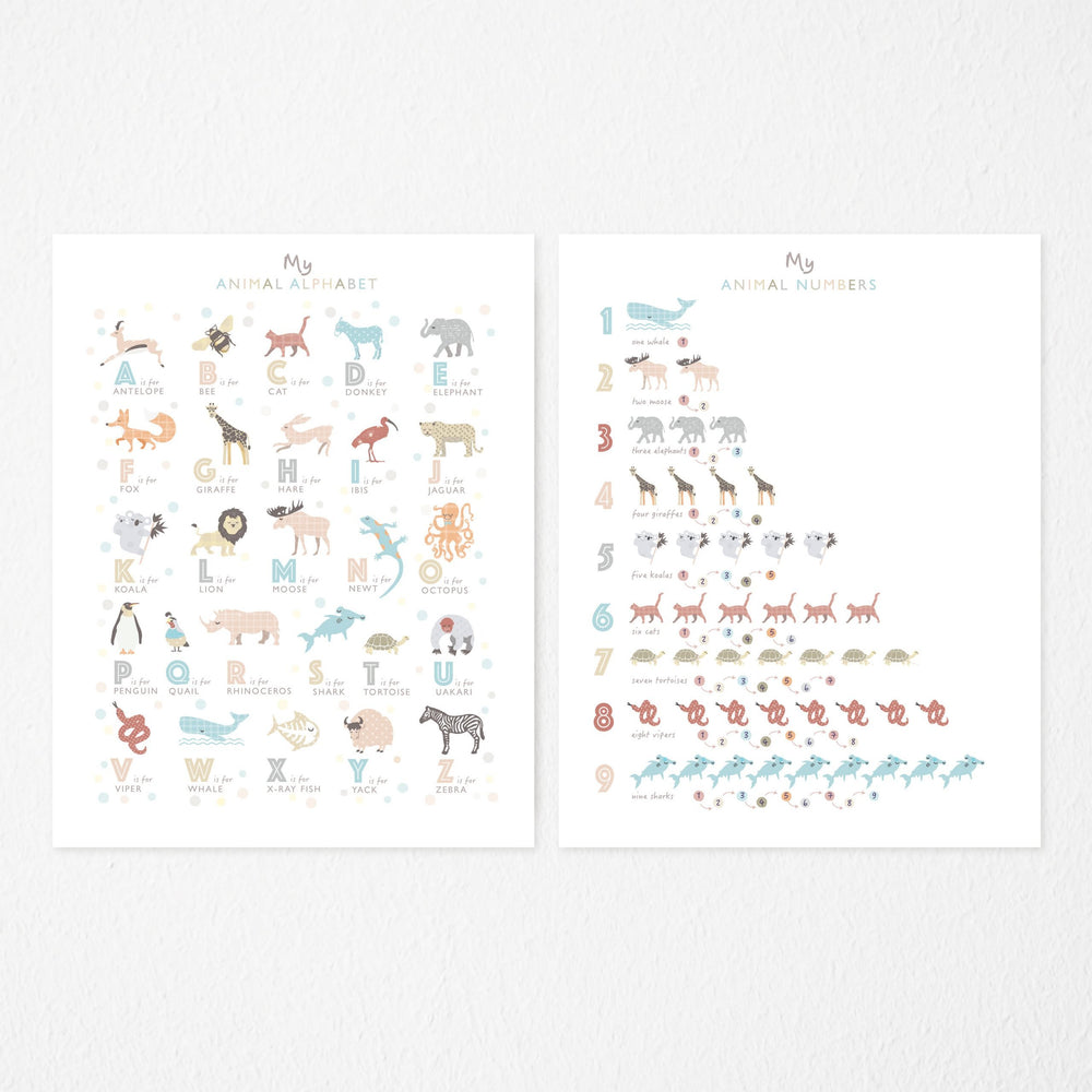 Neutral Animal Nursery Prints Set - PaperPaintPixels
