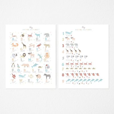 Neutral Animal Nursery Prints Set - PaperPaintPixels