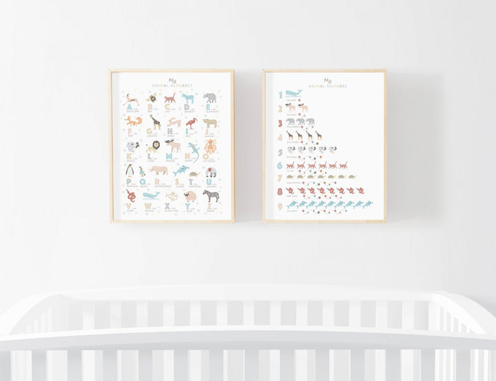Neutral Animal Nursery Prints Set - PaperPaintPixels