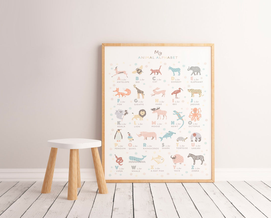 Neutral Animal Nursery Prints Set - PaperPaintPixels