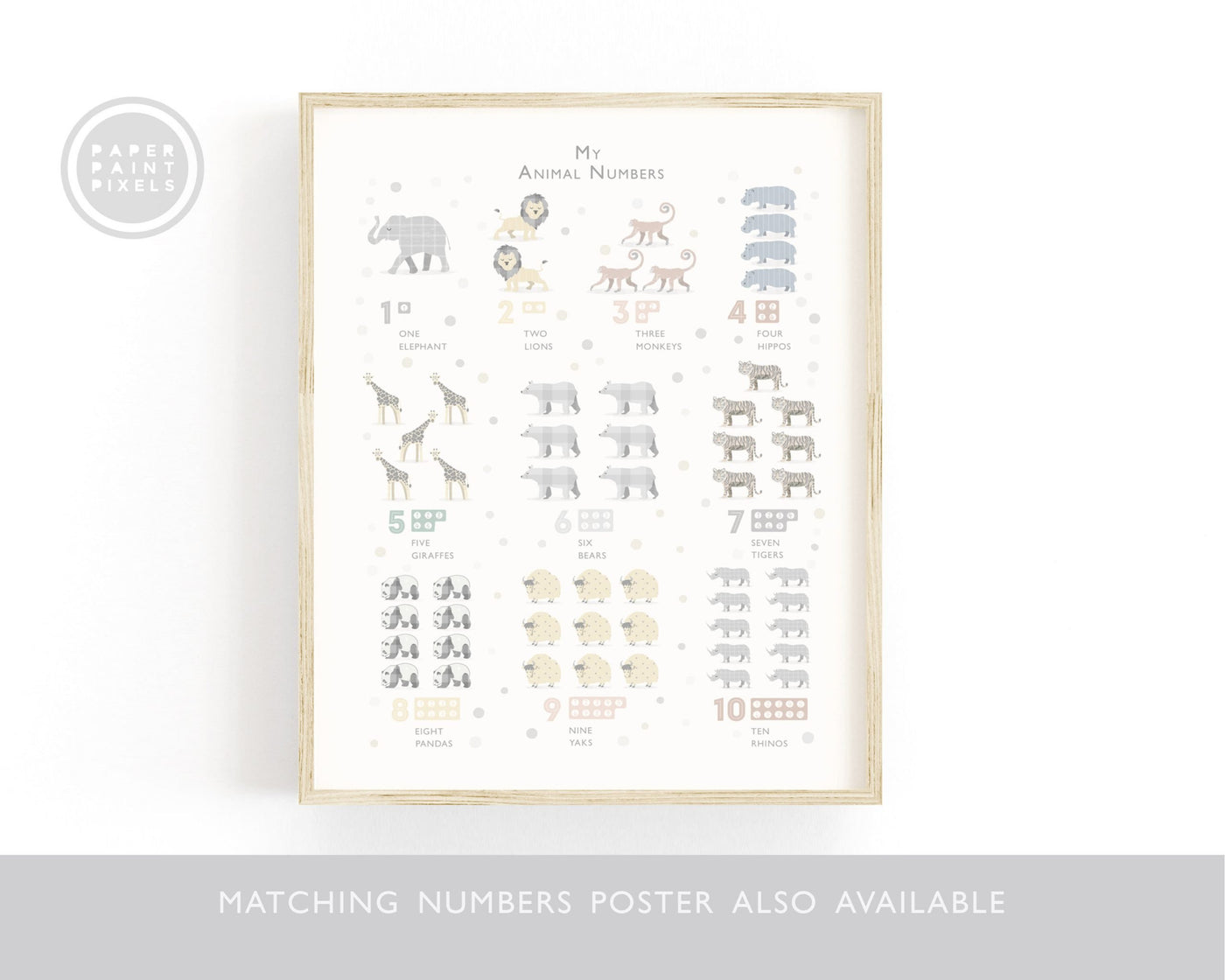 Grey Safari Animal Alphabet Print - PaperPaintPixels