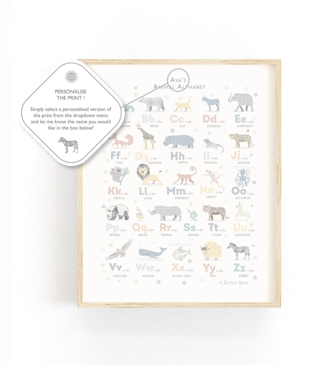 Grey Animal Alphabet & Numbers Print Set - PaperPaintPixels