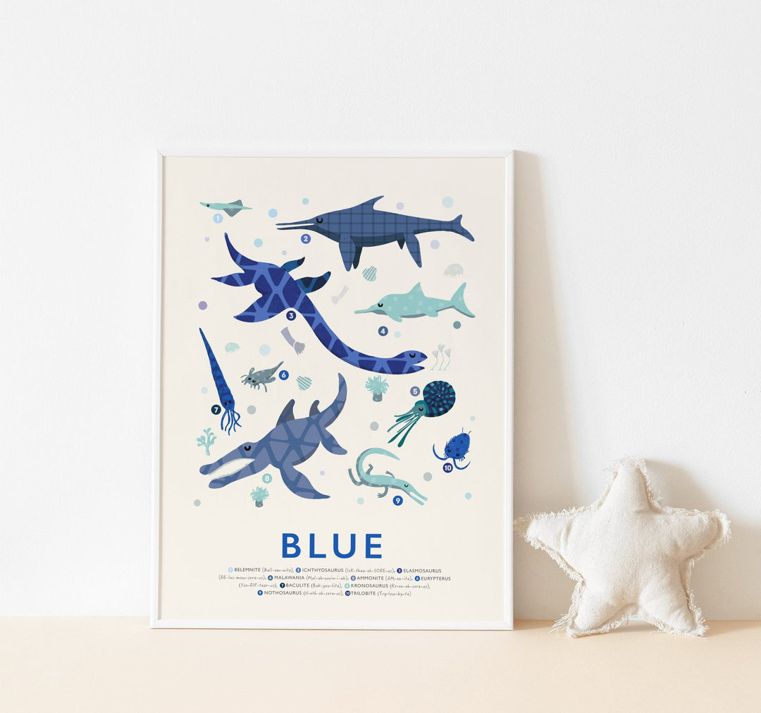 Blue Dinosaur Print - PaperPaintPixels