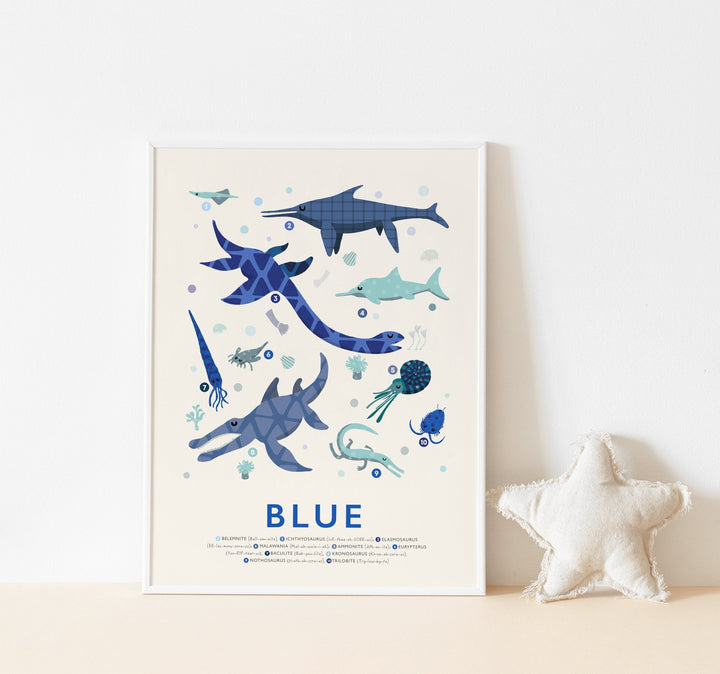 Blue Dinosaur Print - PaperPaintPixels