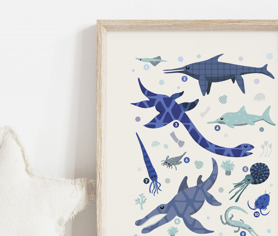 Blue Dinosaur Print - PaperPaintPixels