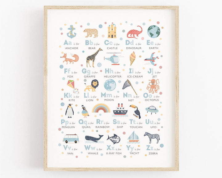 Boys Alphabet Nursery Print - PaperPaintPixels