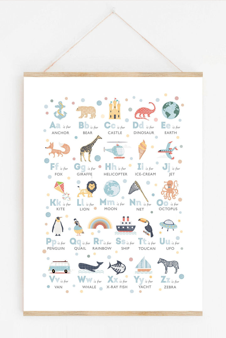 Boys Alphabet Nursery Print - PaperPaintPixels