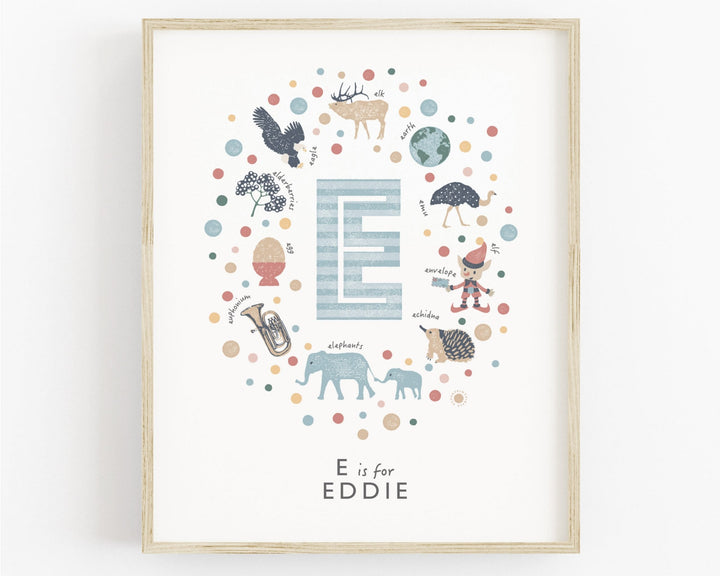 Boys Initial Letter E Print - PaperPaintPixels