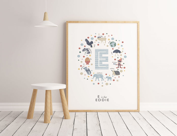 Boys Initial Letter E Print - PaperPaintPixels