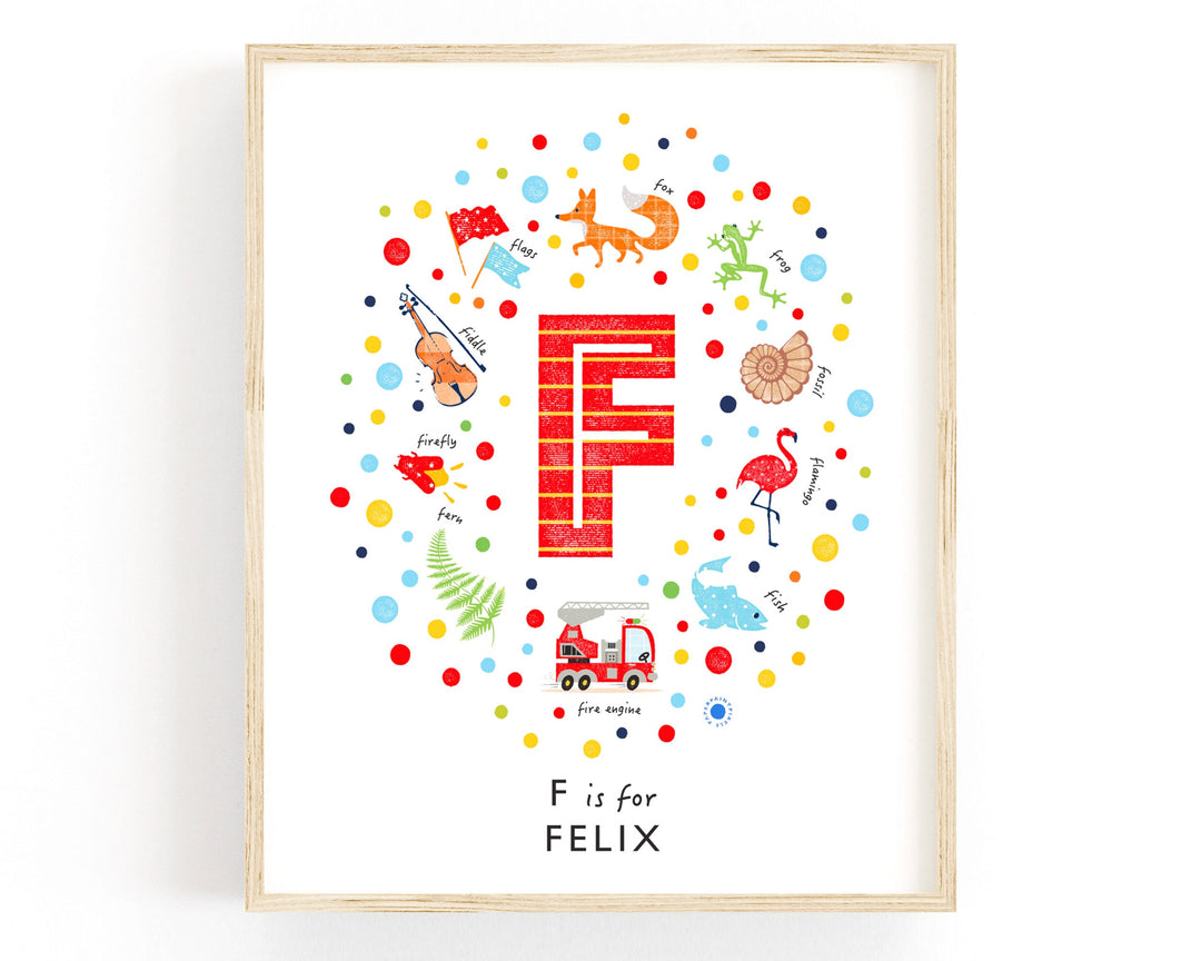 Boys Initial Letter F Print - PaperPaintPixels