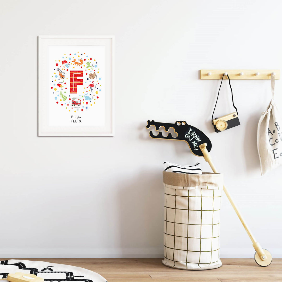 Boys Initial Letter F Print - PaperPaintPixels