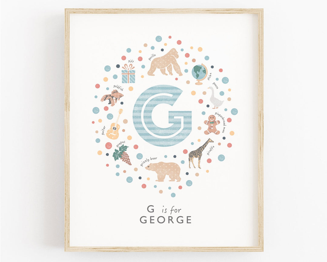 Boys Initial Letter G Print - PaperPaintPixels