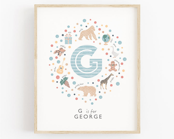 Boys Initial Letter G Print - PaperPaintPixels