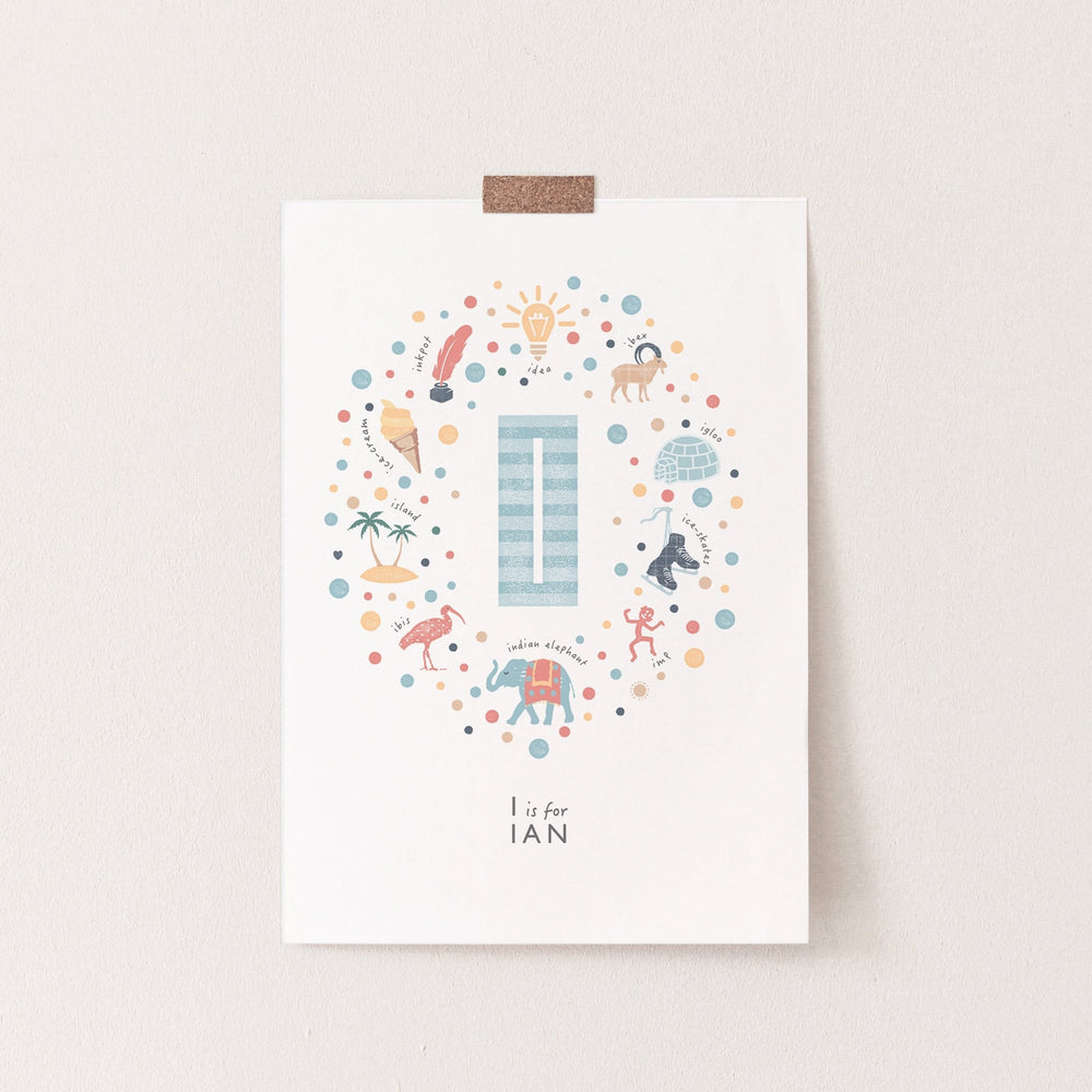 Boys Initial Letter I Print - PaperPaintPixels