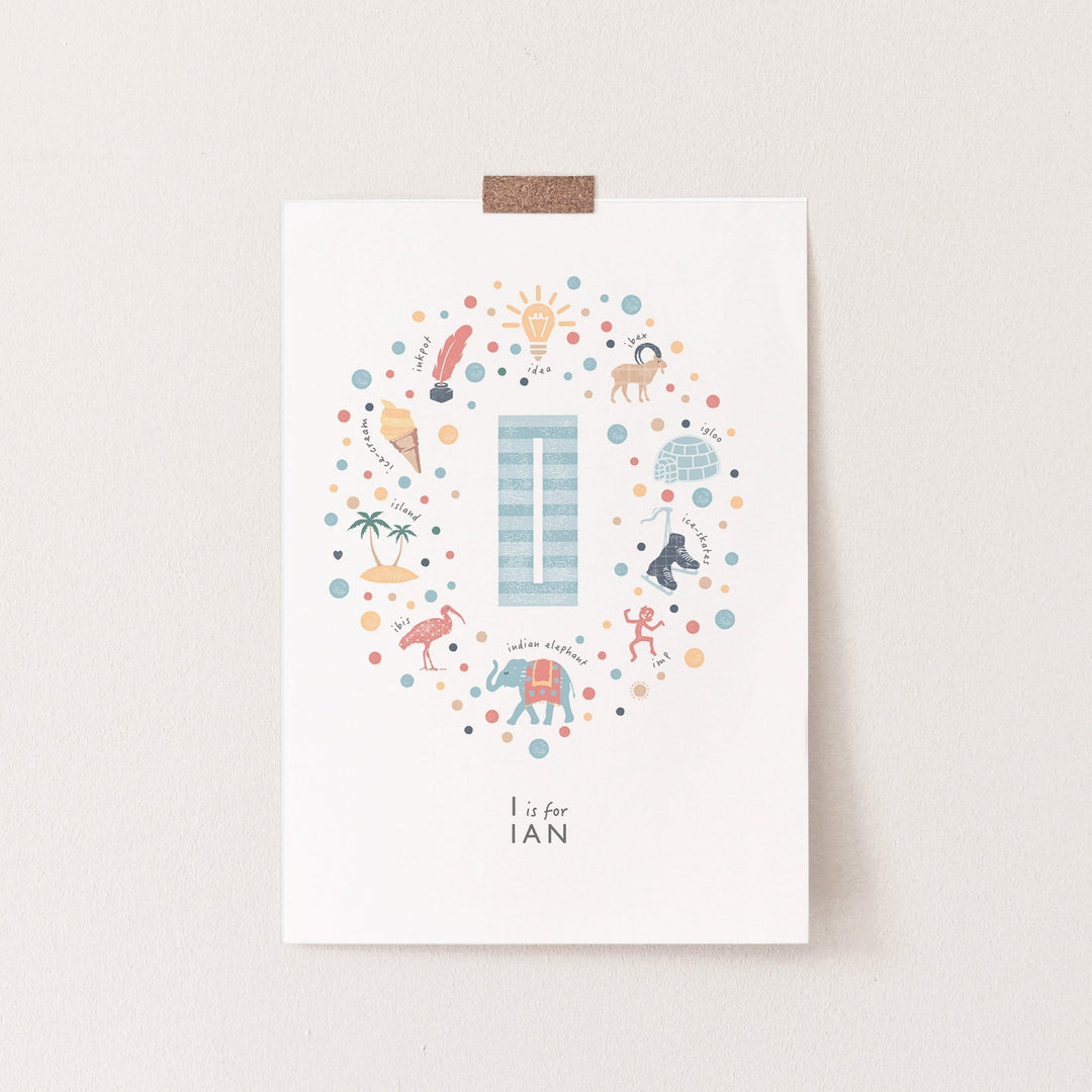 Boys Initial Letter I Print - PaperPaintPixels