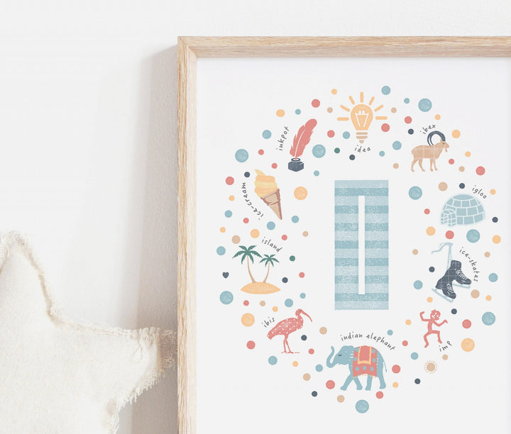 Boys Initial Letter I Print - PaperPaintPixels