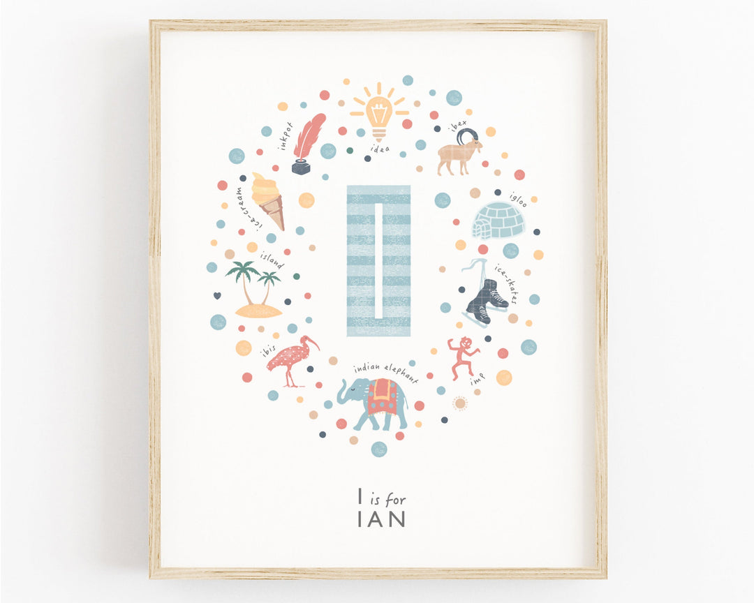 Boys Initial Letter I Print - PaperPaintPixels