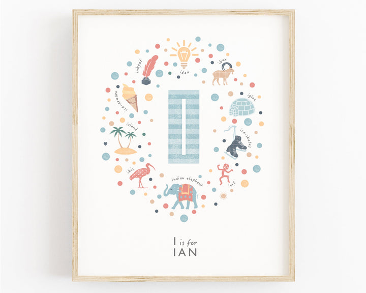 Boys Initial Letter I Print - PaperPaintPixels