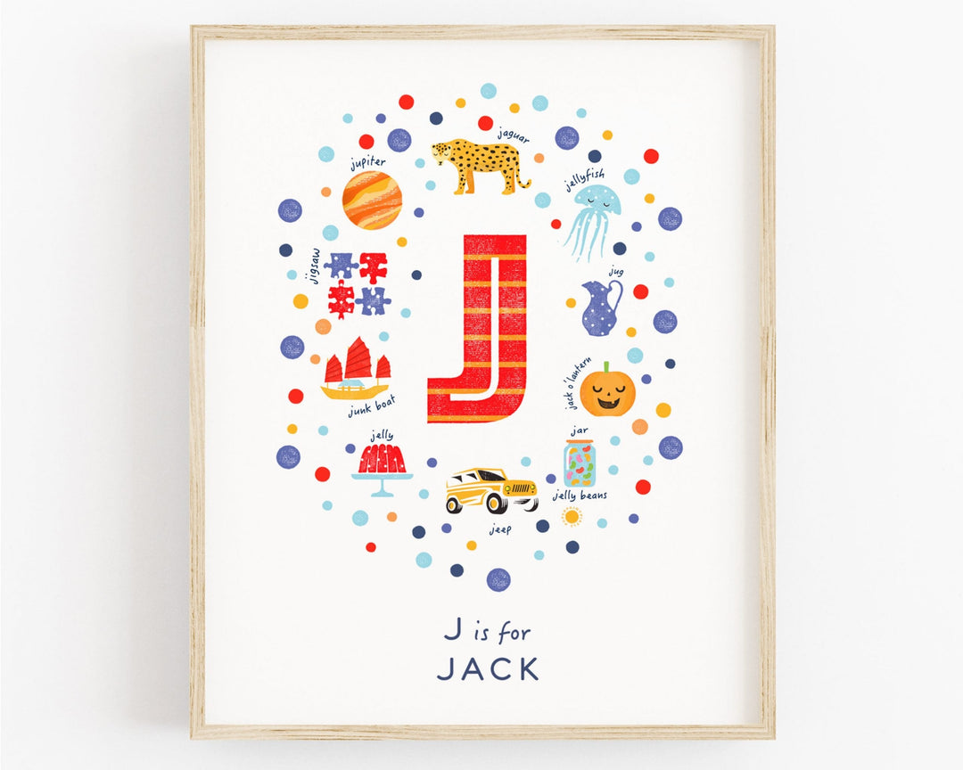 Boys Initial Letter J Print - PaperPaintPixels
