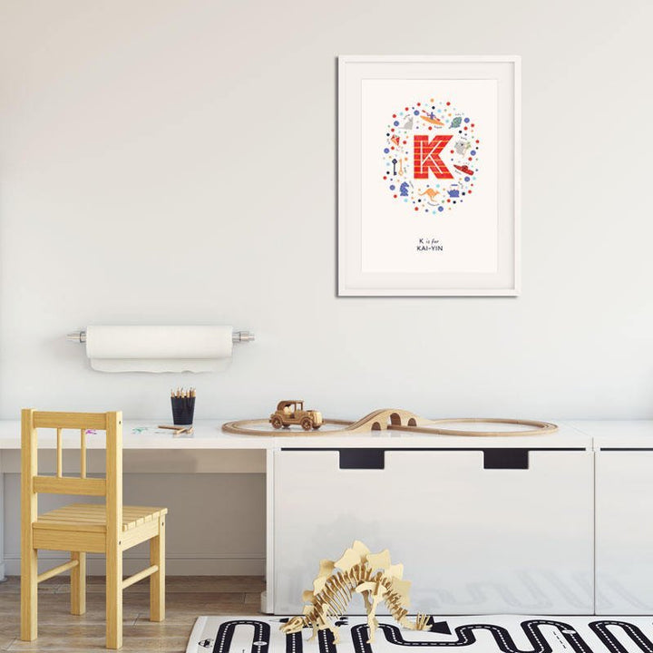 Boys Initial Letter K Print - PaperPaintPixels