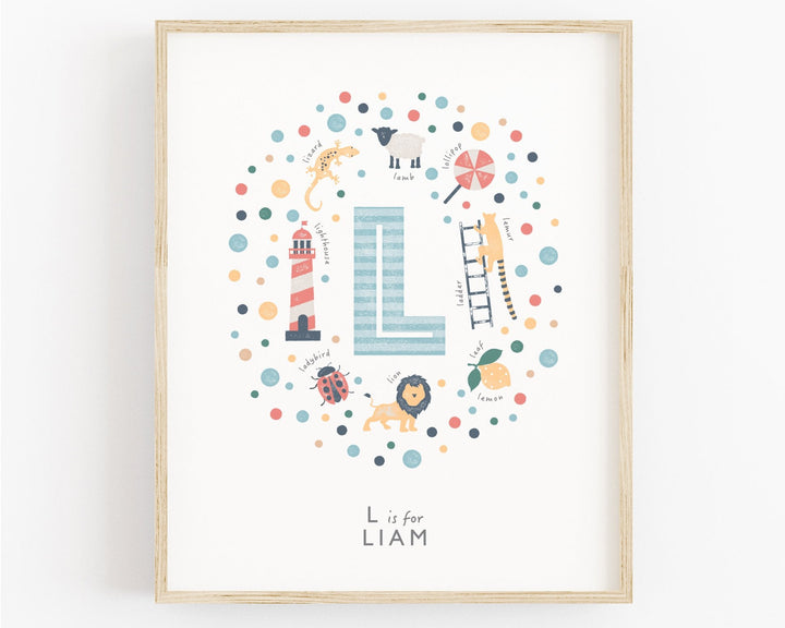 Boys Initial Letter L Print - PaperPaintPixels