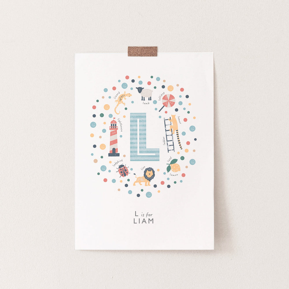 Boys Initial Letter L Print - PaperPaintPixels