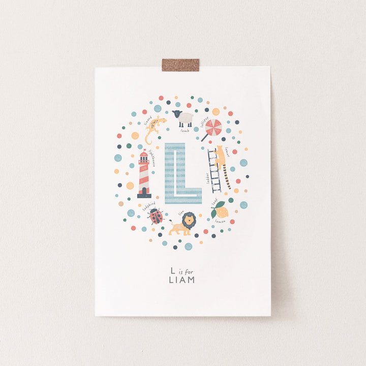 Boys Initial Letter L Print - PaperPaintPixels