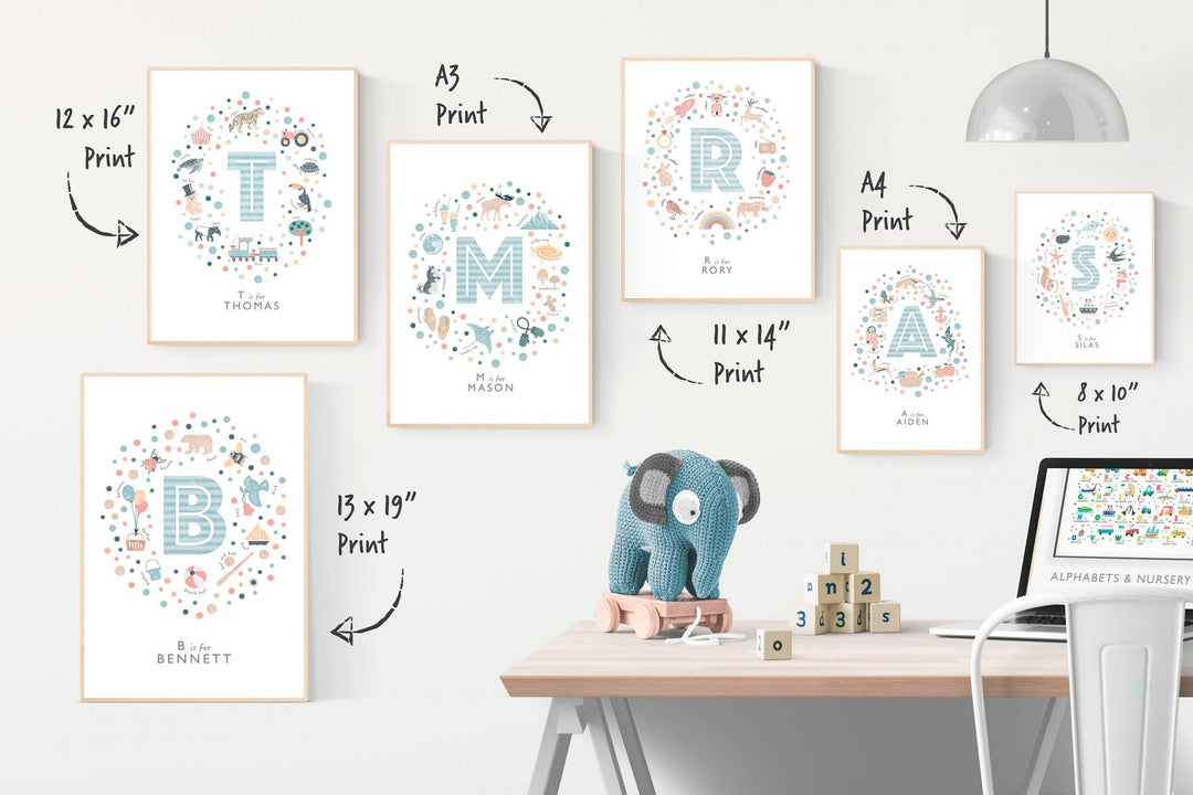 Boys Initial Letter M Print - PaperPaintPixels