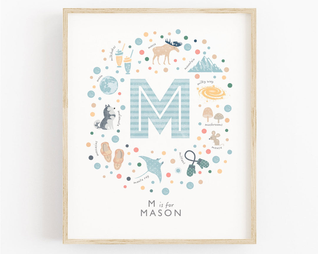 Boys Initial Letter M Print - PaperPaintPixels