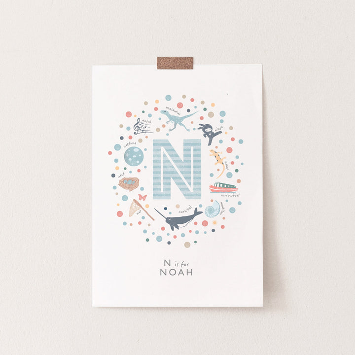 Boys Initial Letter N Print - PaperPaintPixels