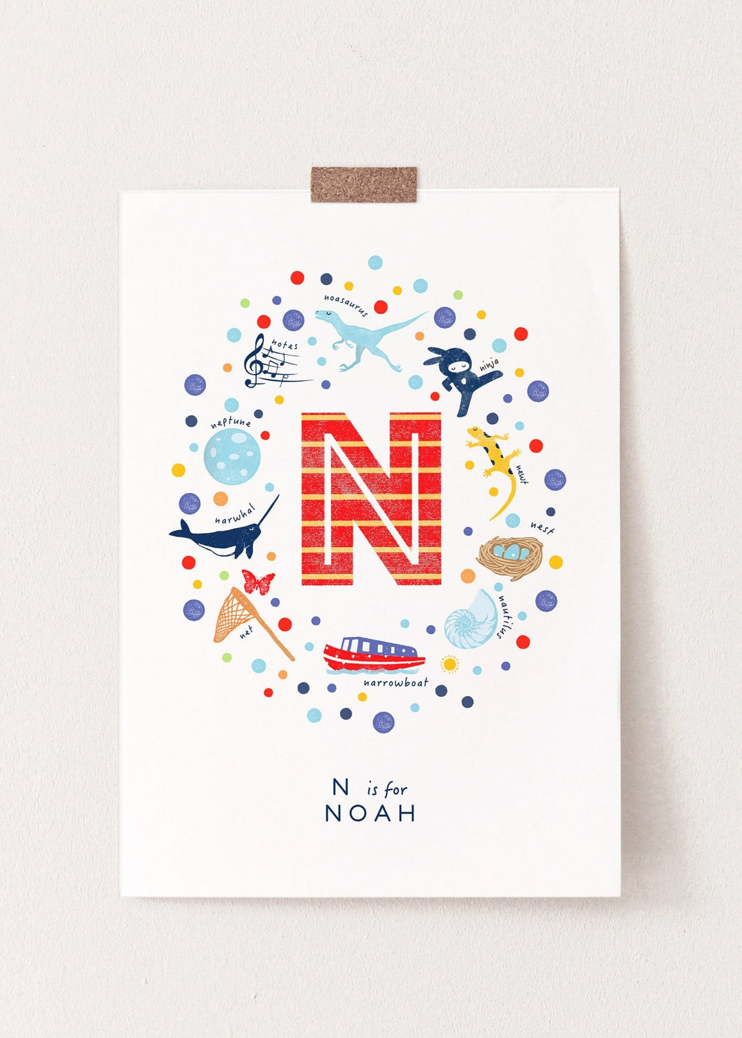 Boys Initial Letter N Print - PaperPaintPixels