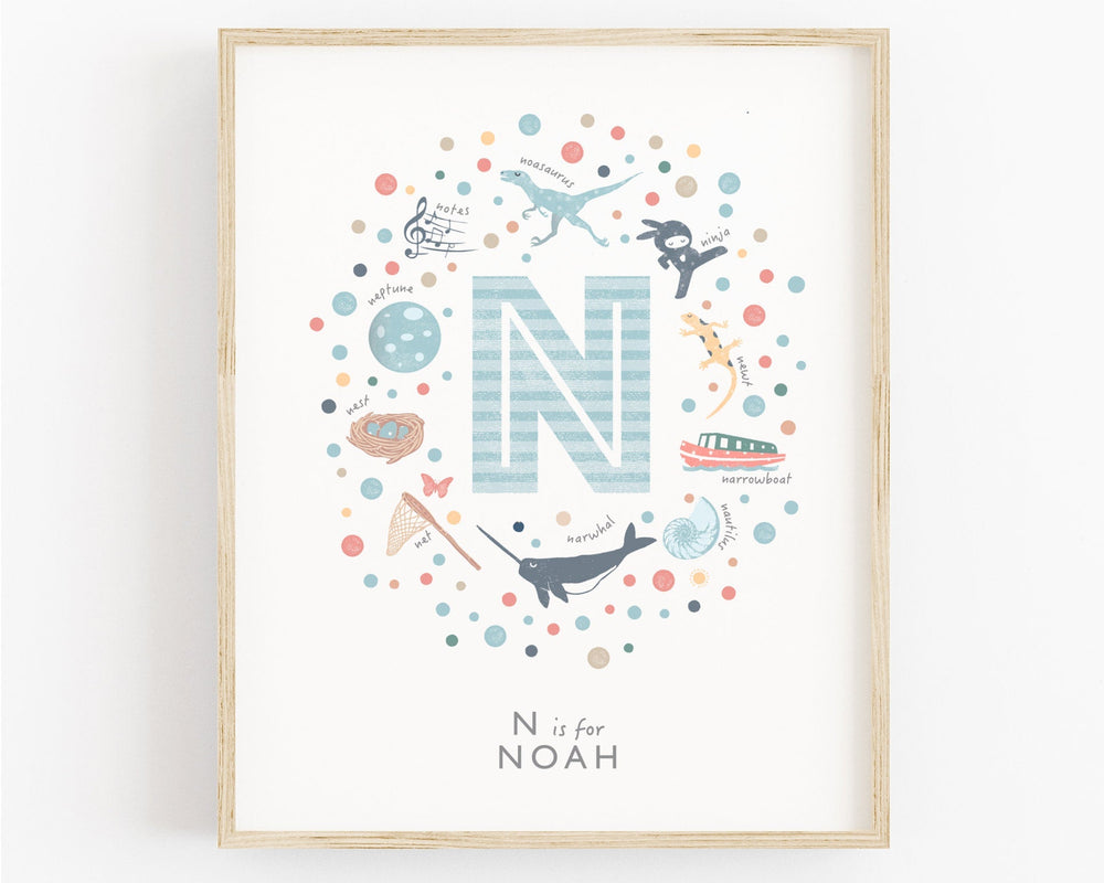 Boys Initial Letter N Print - PaperPaintPixels