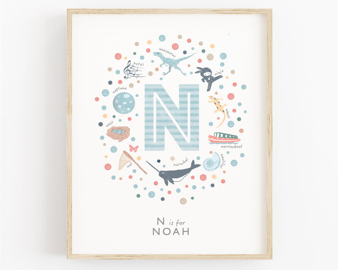 Boys Initial Letter N Print - PaperPaintPixels
