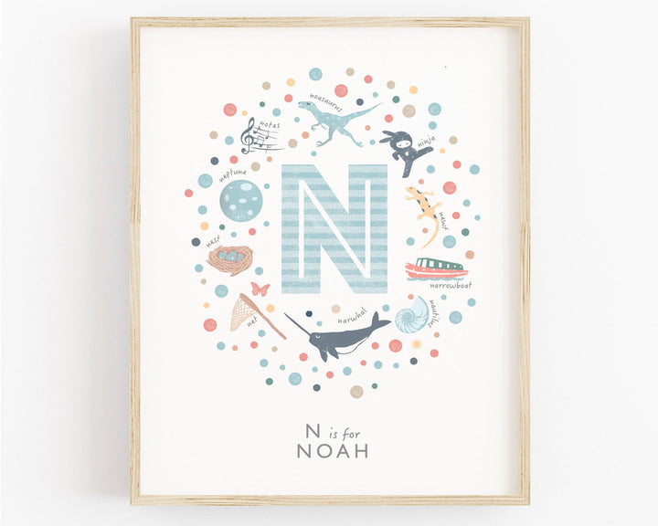 Boys Initial Letter N Print - PaperPaintPixels