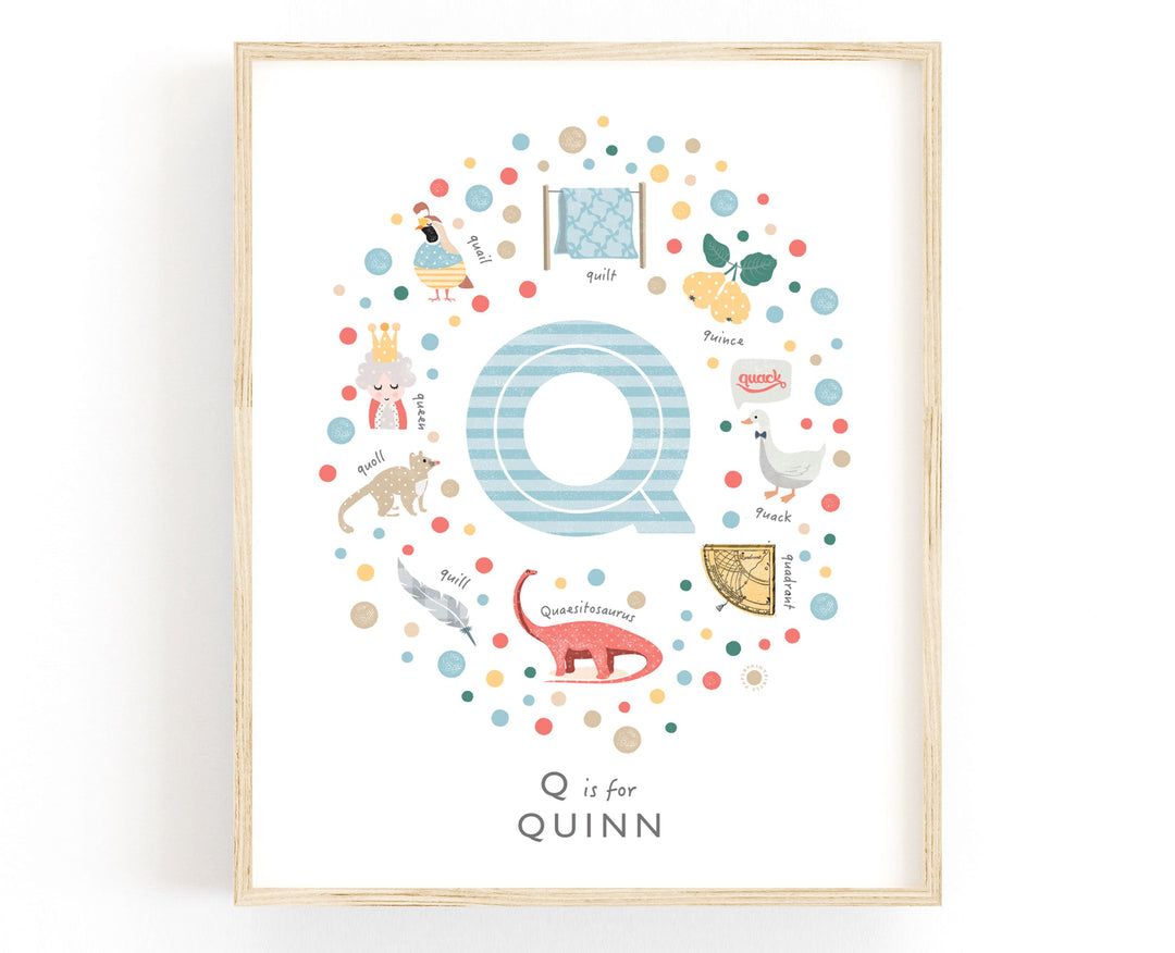 Boys Initial Letter Q Print - PaperPaintPixels