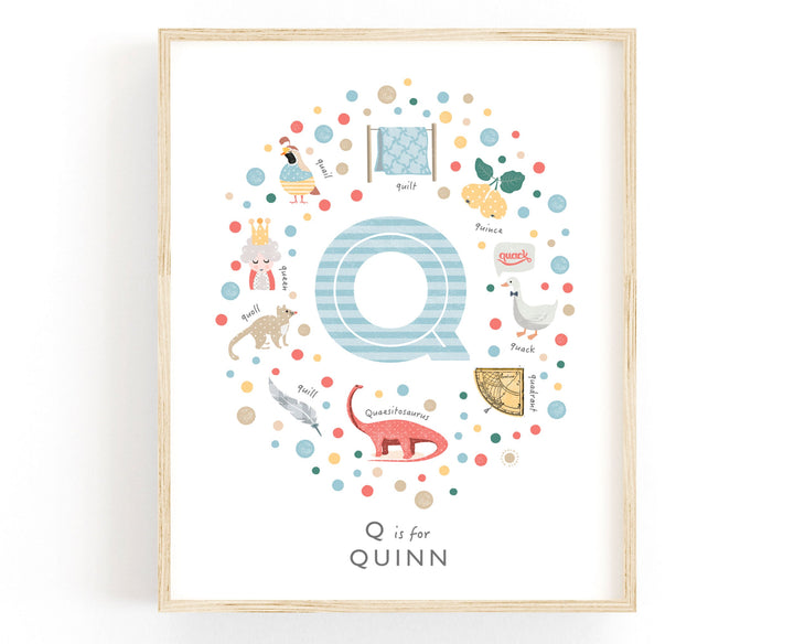 Boys Initial Letter Q Print - PaperPaintPixels