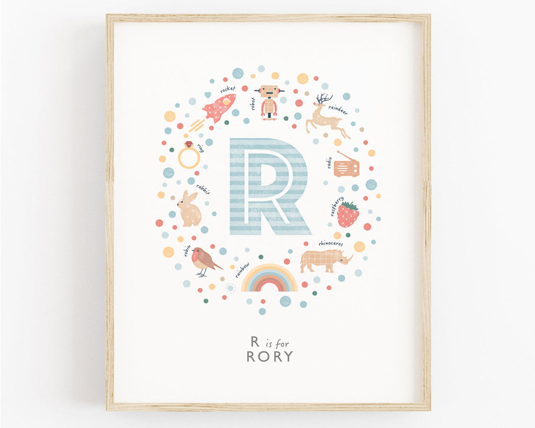 Boys Initial Letter R Print - PaperPaintPixels