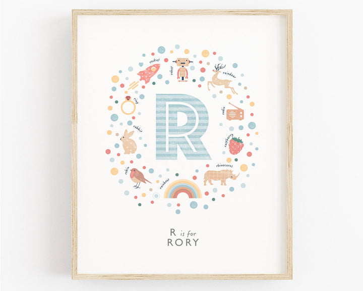Boys Initial Letter R Print - PaperPaintPixels